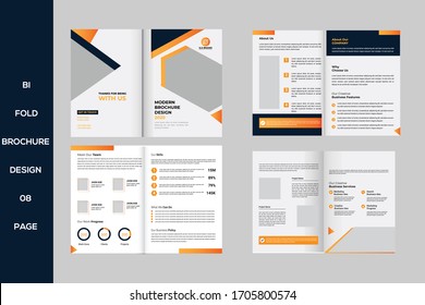  bi-fold brochure with a place for photos in a minimalistic style. The template of the vector booklet is black and white for business, advertising and printing.