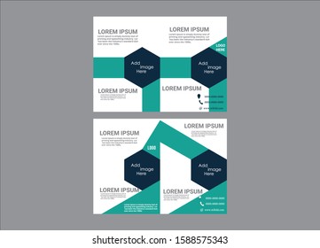  bifold brochure print template design with flyer and bright elements