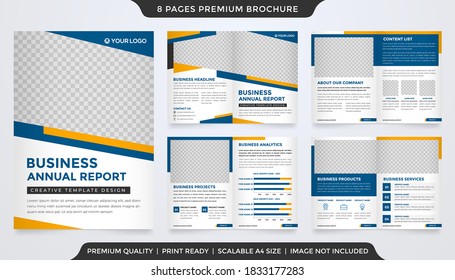 bifold brochure template with clean concept and minimalist style use for annual report and business profile