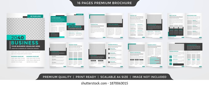 bifold brochure template with clean style and minimalist concept use for business profile and proposal