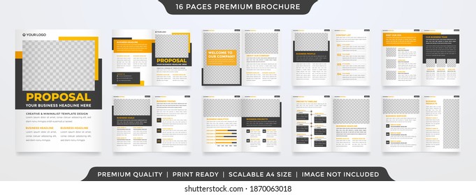 bifold brochure template with clean style and minimalist concept use for business profile and proposal