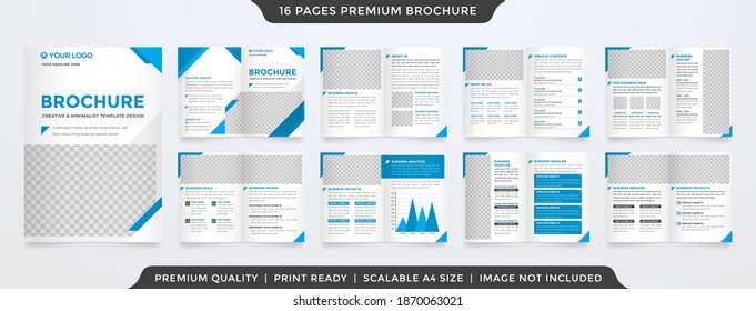 bifold brochure template with clean style and minimalist concept use for business profile and proposal