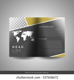 Bi-fold brochure template design. Annual report, presentation, book cover or flyer. Stock vector.