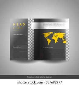 Bi-fold brochure template design. Annual report, presentation, book cover or flyer. Stock vector.