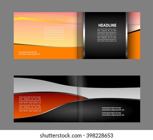 Bi-fold brochure template design, business leaflet, booklet
