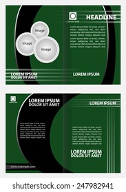 Bi-fold brochure template design with green color 