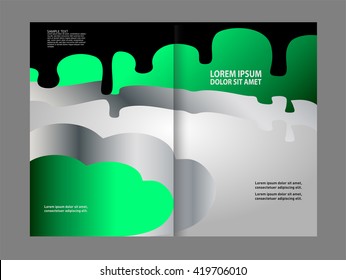 Bi-fold brochure template design with green color
