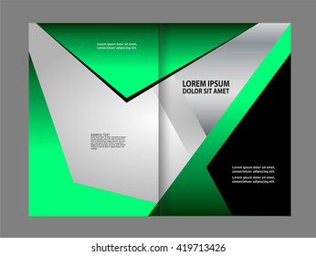 Bi-fold brochure template design with green color
