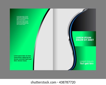 Bi-fold brochure template design with green color
