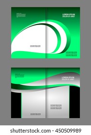 Bi-fold brochure template design with green color

