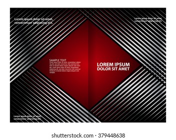 Bi-fold brochure template design with red color
