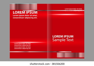 Bi-fold brochure template design with red color 