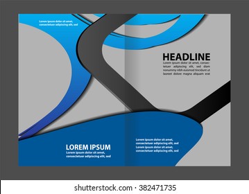 Bi-fold brochure template design with red color
