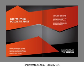 Bi-fold brochure template design with red color
