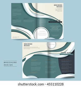 bi-fold brochure template with streamline design in blue and white bi-fold brochure template with streamline design in blue and white