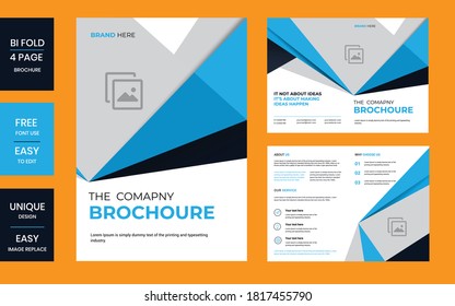 Bi-fold business brochure design template. Corporate template for bi fold brochure vector layout. Creative concept folded flyer or bifold brochure with graphic elements