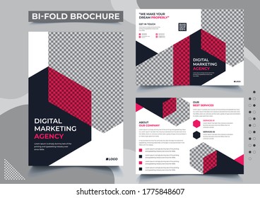 BI-Fold business Brochure template layout Design, Corporate Leaflet, Catalog Design, 4 pages corporate editable brochure template, minimal business brochure Cover template design.	