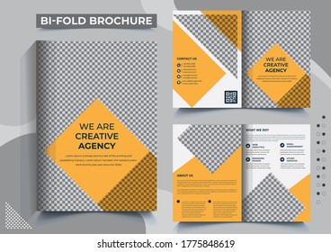 Diseño de plantilla de folleto de negocio BI-Fold, Folleto corporativo, Diseño de catálogo, plantilla de folleto editable para empresas de 4 páginas, folleto de negocios mínimo Diseño de plantilla de cubierta.	