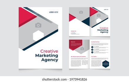 Bifold Corporate Brochure template design with business idea layout