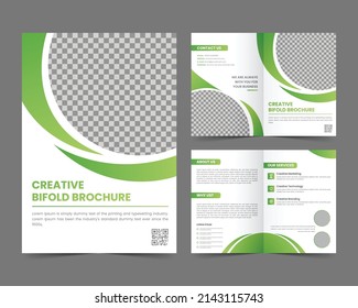 Bifold Creative Brochure Design Template for your Company, Corporate, Business, Advertising, Marketing, Agency, folded flyer, a4, template vector design
