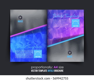 Bi-Fold Document and Brochure, Vector Background. Corporate Leaflet, Textbook Cover Design. Image Add Feature, Business Elements and Print Ready Bifold Pamphlet or Booklet Template