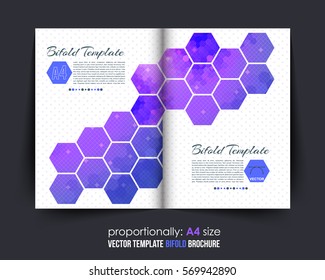 Bi-Fold Document and Brochure, Vector Background. Corporate Leaflet, Textbook Cover Design. Image Add Feature, Business Elements and Print Ready Bifold Pamphlet or Booklet Template