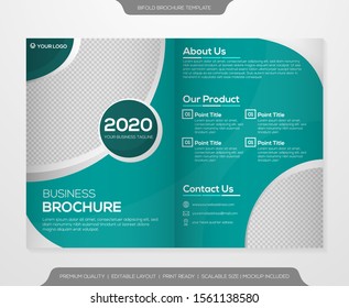 bifold geometric brochure template design with minimalist style and modern concept