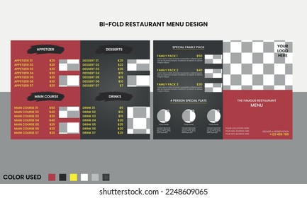 Diseño de plantillas de menú de restaurante de doble filo