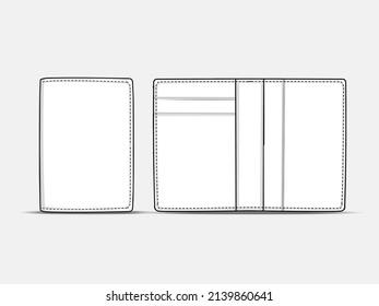 BIFOLD WALLET LEATHER CONTINENTAL OPEN OUTLINE VECTOR COLLECTION