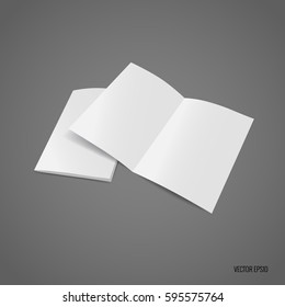 Bifold white template paper. Vector illustration.