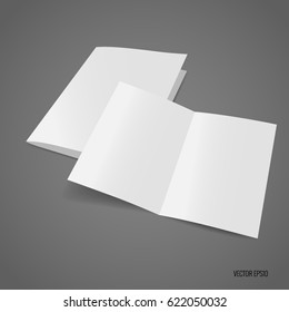 Bifold white template paper. Vector illustration.