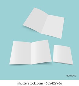 Bifold white template paper. Vector illustration.