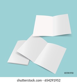 Bifold white template paper. Vector illustration.