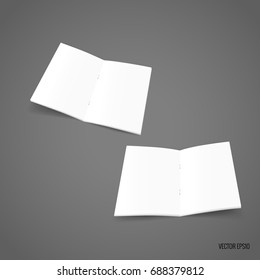 Bifold white template paper. Vector illustration.