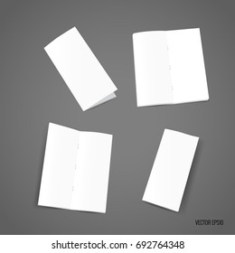 Bifold white template paper. Vector illustration.