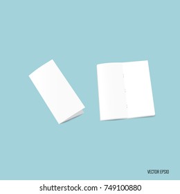 Bifold white template paper. Vector illustration.