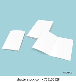 Bifold white template paper. Vector illustration.