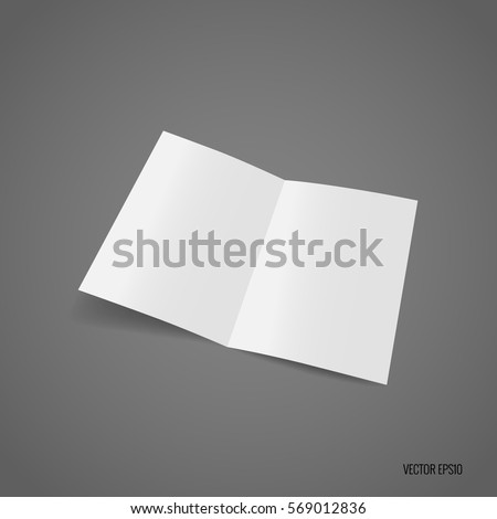 Bifold white template paper. Vector illustration.