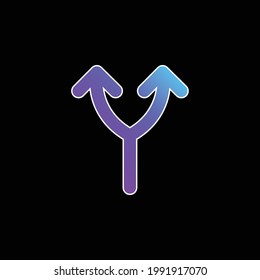Bifurcation Of Up Arrow blue gradient vector icon