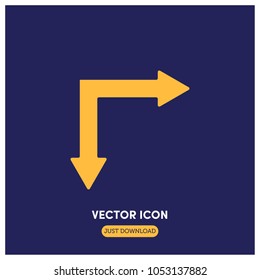 Bifurcation Arrow Right Down Vector Icon Illustration 