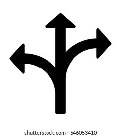 Bifurcation Road Vector Icon 