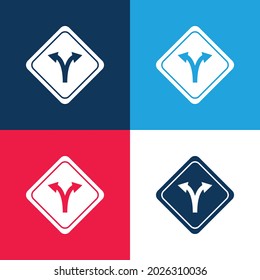 Bifurcation Signal blue and red four color minimal icon set