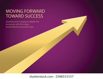 Big 3D golden business arrow graph moving forward indicating improving profits and show progress