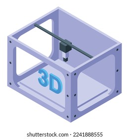 Big 3d printer icon isometric vector. Car industry. Machine model