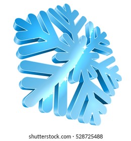 Big 3D snowflake isolated on white background vector illustration.