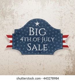 Big 4th of July Sale Emblem with Ribbon