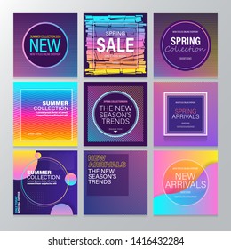 Big Abstract Geometric Banner Set. New Arrival, Spring/Summer Collection Poster.
