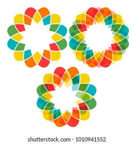 big abstract multicolored three flower. set. vector