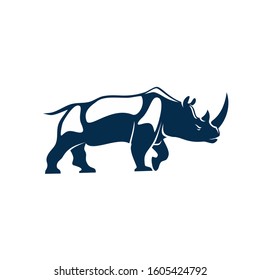 Big african rhino isolated huge rhinoceros. Vector african horned animal mascot, safari rhino profile