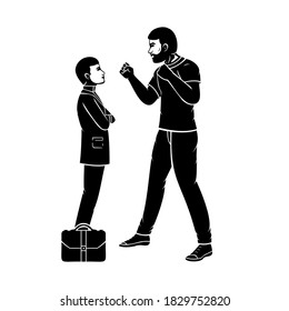 Big aggressive guy wants to hit a businessman vector illustration